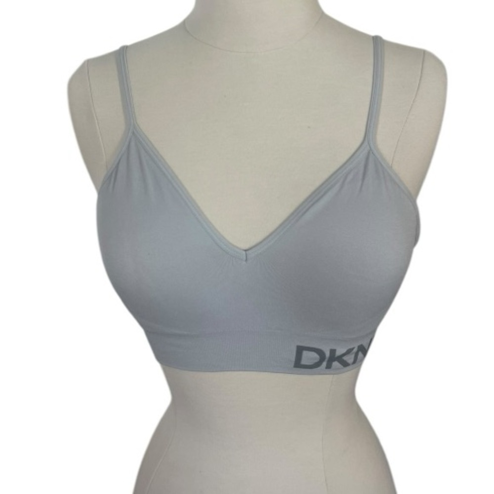 DKNY bra  Logo bralette gray Large stretchy adjustable - Picture 5 of 10